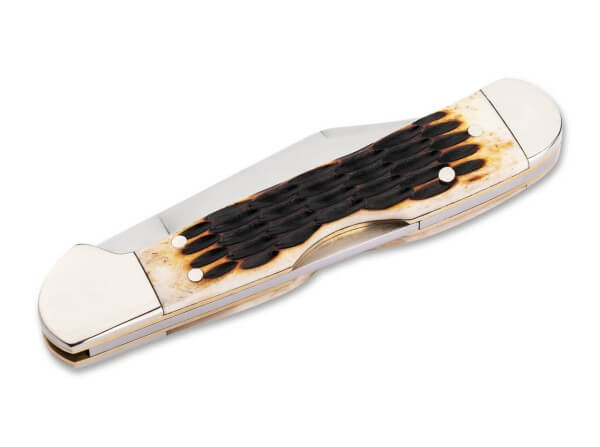 Boker Amber Jigged Bone Copperhead Backlock 2.0 - Image 2