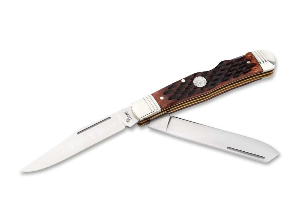 Boker Brown Jigged Bone Double Lock Trapper 2.0