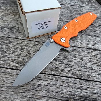 Rick Hinderer Orange G10 Battle Bronze Eklipse 3.5" Skinny Slicer-Hollow Ground-Magnacut