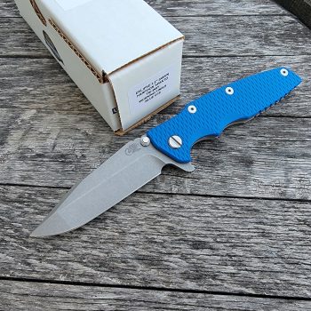 Rick Hinderer Blue G10 Working Finish Eklipse 3.5" Harpoon Spanto