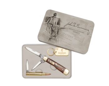 Browning Wood Gunstock John M Browning 25 Knife Tin