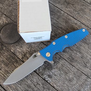 Rick Hinderer Black Blue G10 Battle Blue Eklipse 3.5" Skinny Slicer-Hollow Ground-Magnacut