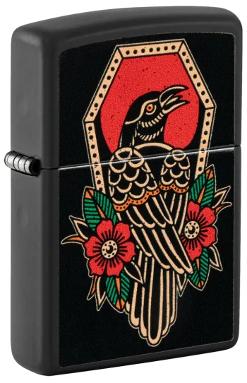 Zippo Lighter Crow Tatoo Design