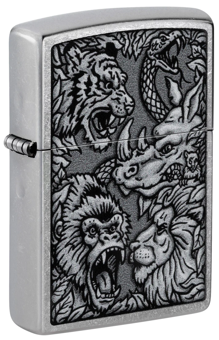 Zippo Lighter Jungle Design Street Chrome