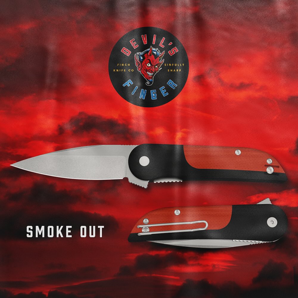 Finch Smokeout Red Black G10 Devil's Finger Flipper