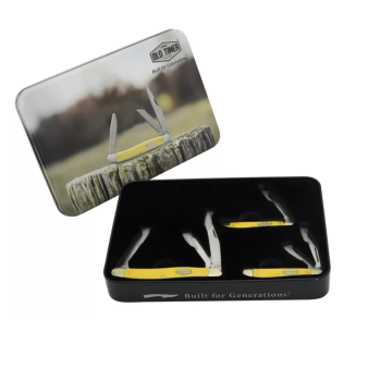 Schrade Old Timer 3 Knife Combo Gift Tin Yellow