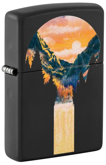 Zippo Lighter Mountain Waterfall Design