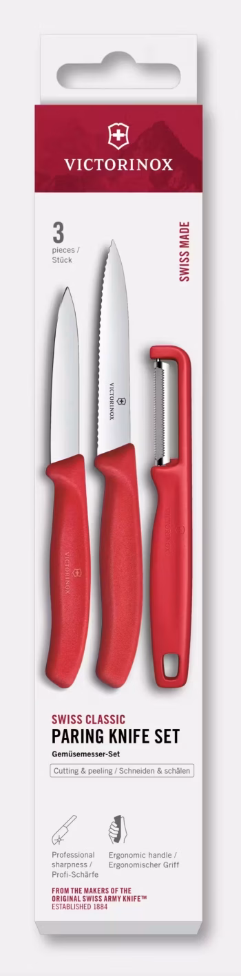 Victorinox Red 3 Piece Classic Paring Knife Set