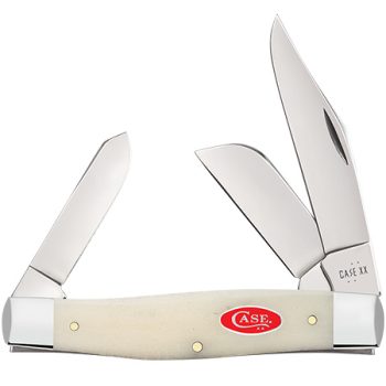 Case Smooth Natural Bone Red Shield Large Stockman