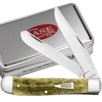 Case Smooth Olive Green Bone Trapper in Gift Tin