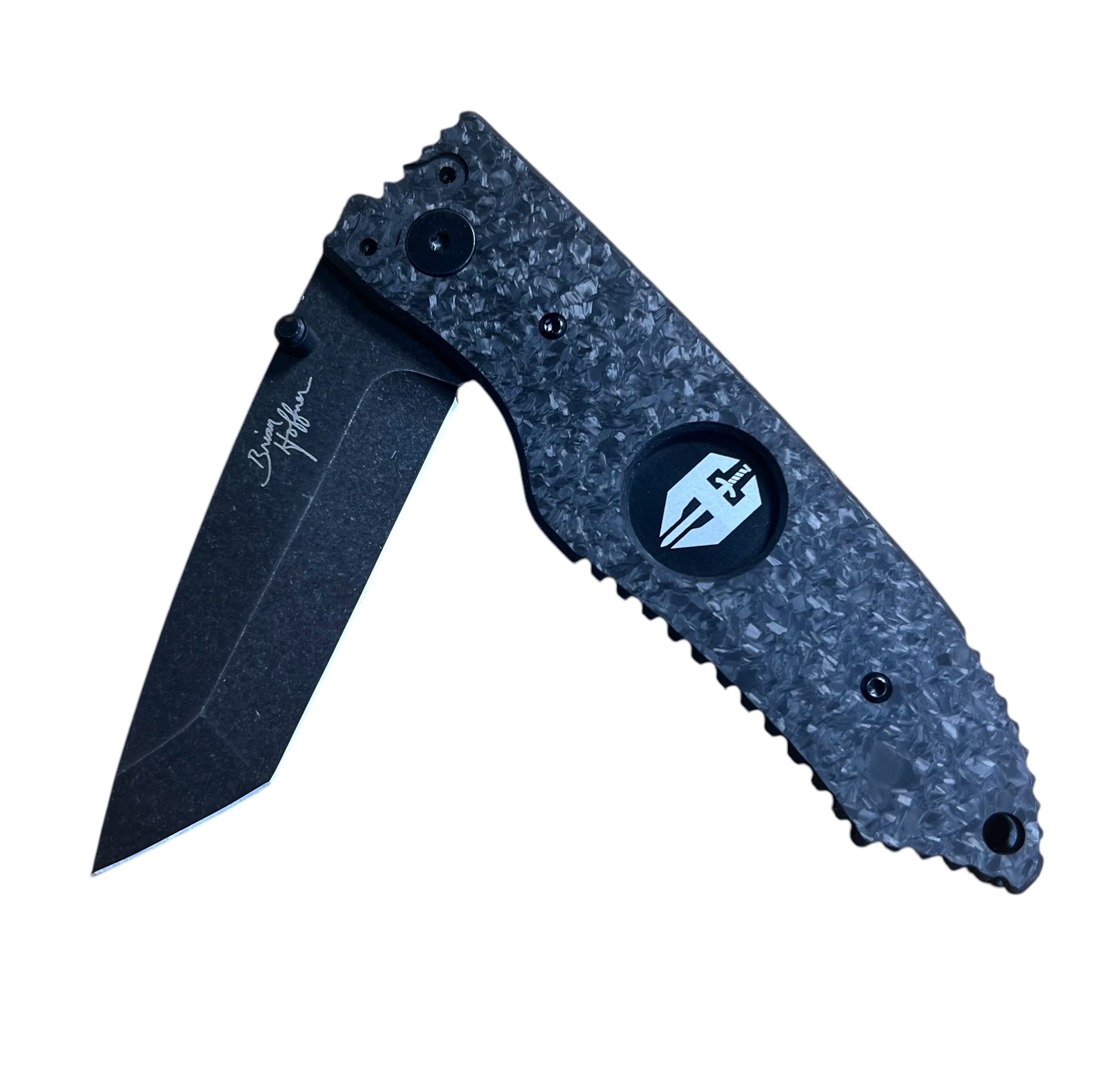 Hoffner 3.5" Tanto Carbon Fiber Fractured Grip "SNAP" Folding Knife - Image 3