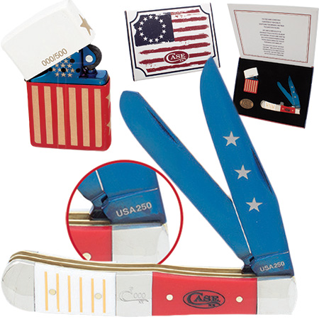 Case America 250 Synthetic Trapper & Zippo Commemorative Set | Red