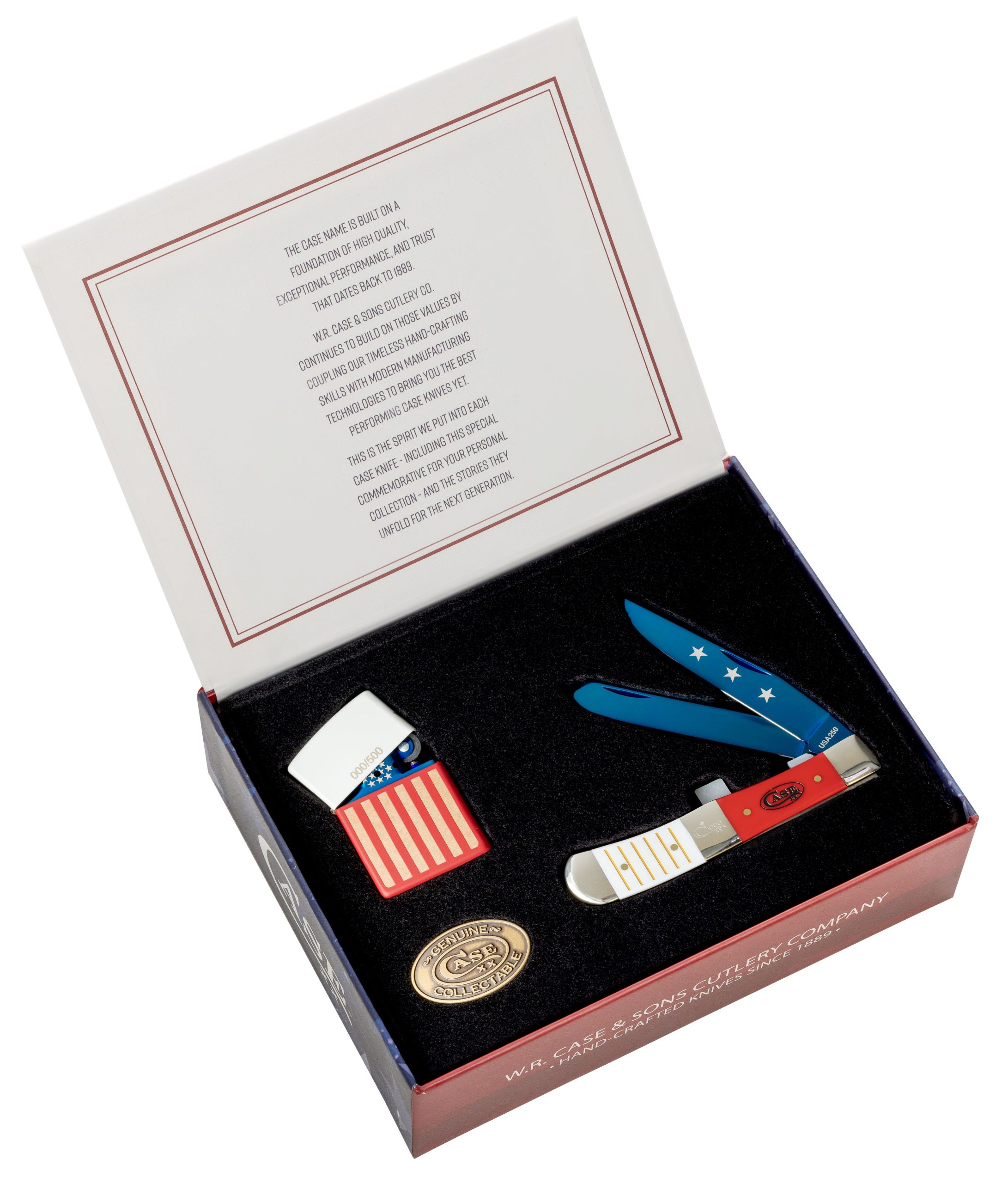 Case America 250 Synthetic Trapper & Zippo Commemorative Set | Red