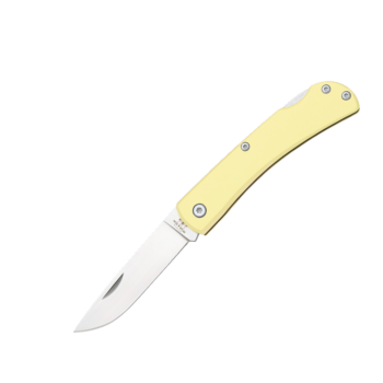 Bear Yellow Delrin Small Farm Hand Lockback Carbon Steel