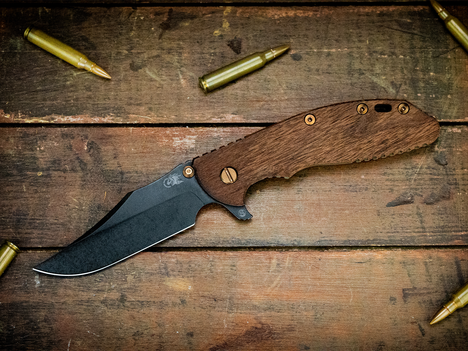 Rick Hinderer Vintage Series Smooth Walnut XM-24 Skinny Bowie 4" Flipper