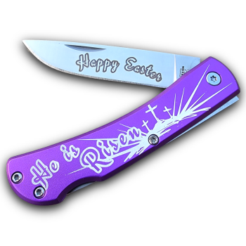 Bear Easter He is Risen Purple Aluminum Small Farm Hand