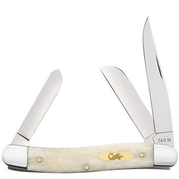 Case Smooth Natural Bone Stockman with Brass Bomb Shield