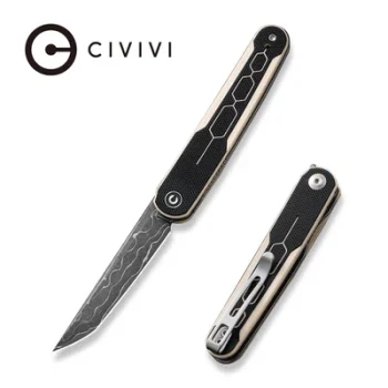 Civivi White and Black G10 Damascus KwaiQ Flipper