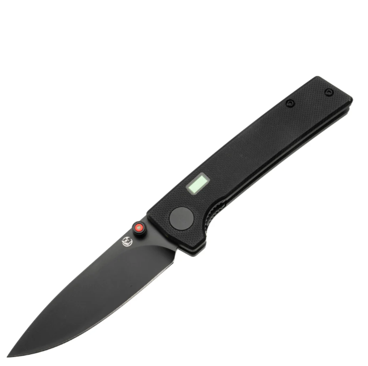 Glow Rhino Black G10 Fermi with Red Thumbstud