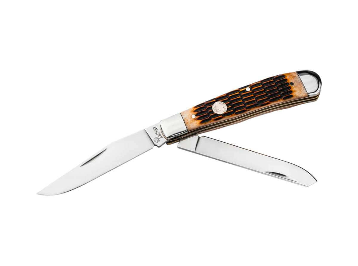 Boker Treebrand Amber Jigged Bone Trapper