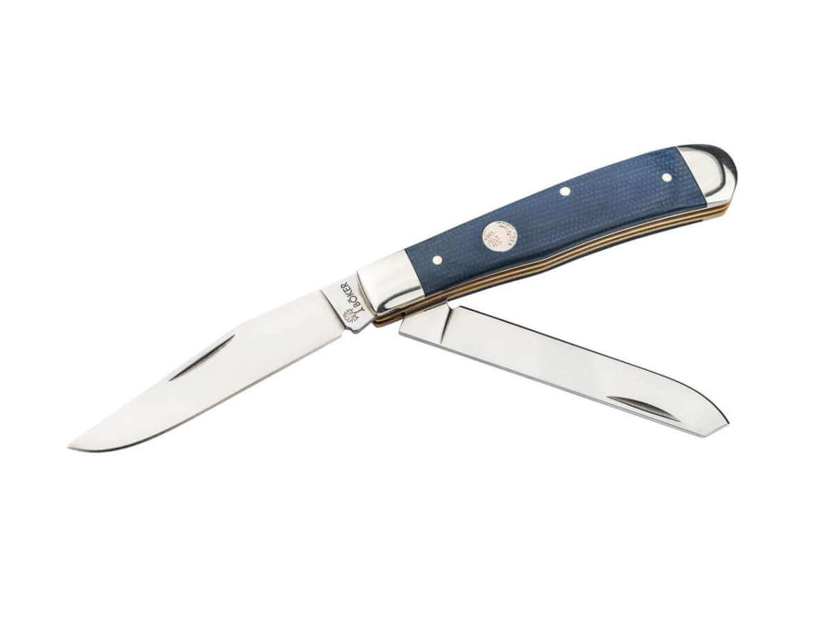 Boker Treebrand Blue Denim Canvas Micarta Trapper