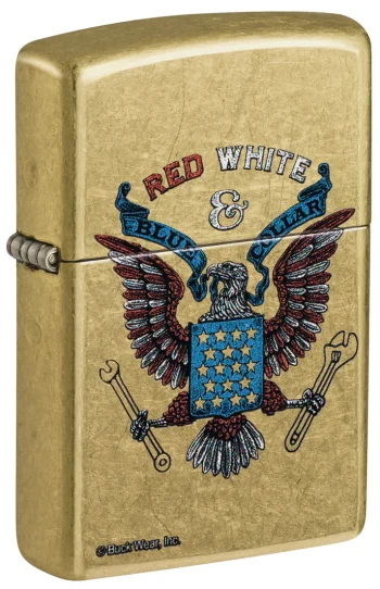 Zippo Lighter Buck Wear Red White and Blue Collar Design