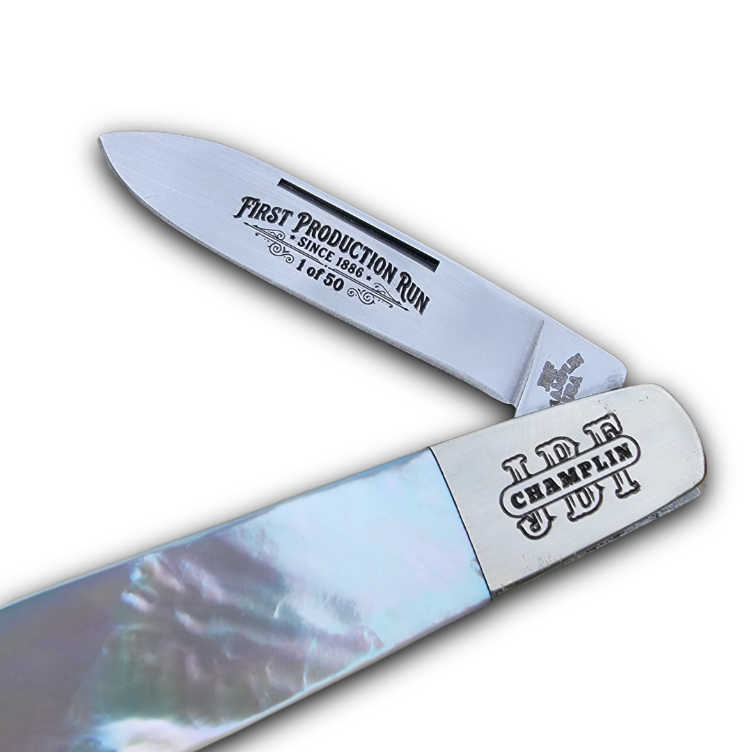 JBF Champlin Cutlery USA Mother of Pearl Teardrop Barlow - Image 2