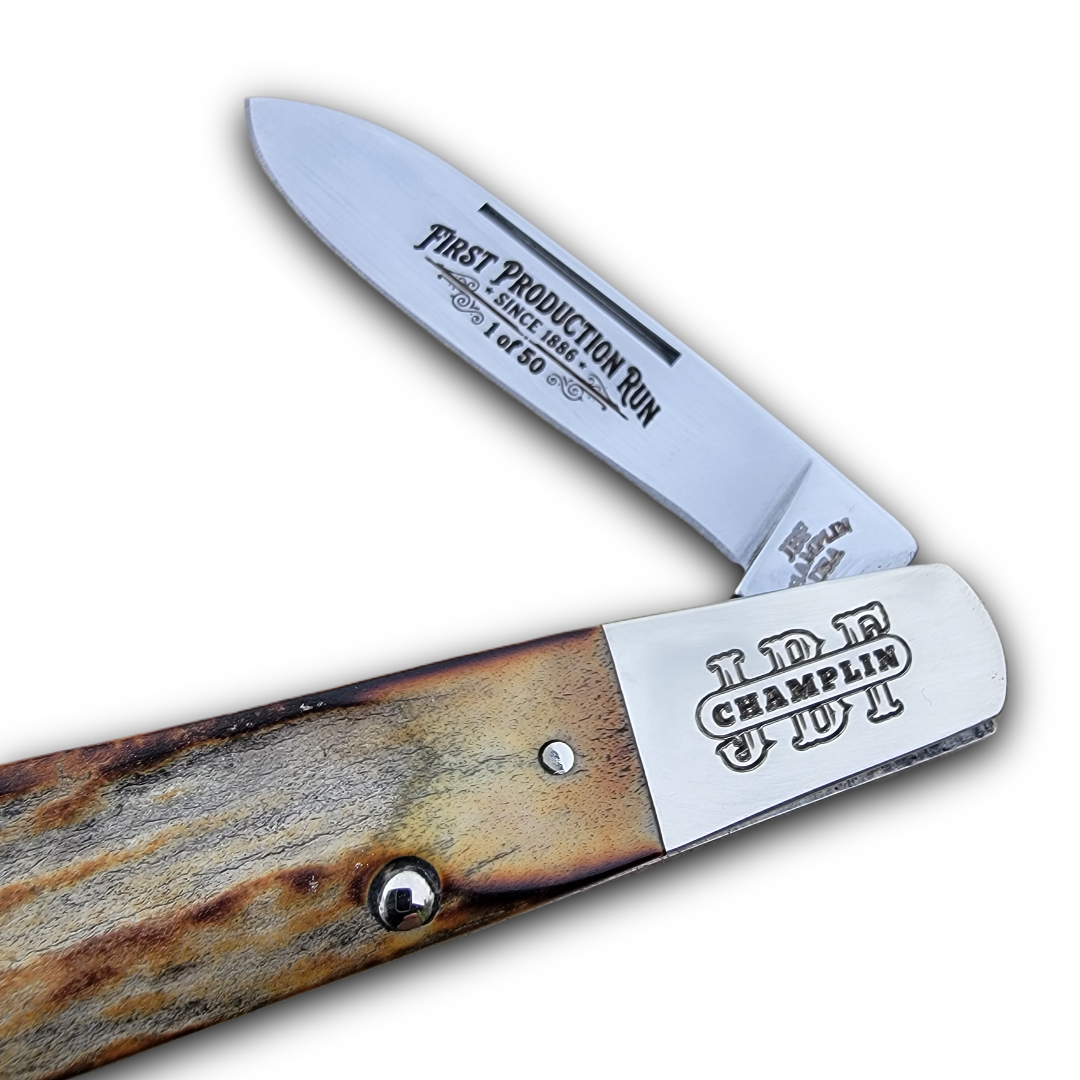 JBF Champlin Cutlery USA Genuine Stag Teardrop Barlow - Image 2