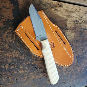 Anza Knives 10F White Impala Camel Bone Fixed Blade