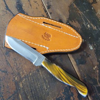 Anza Knives 10F Gold Polished Buffalo Fixed Blade
