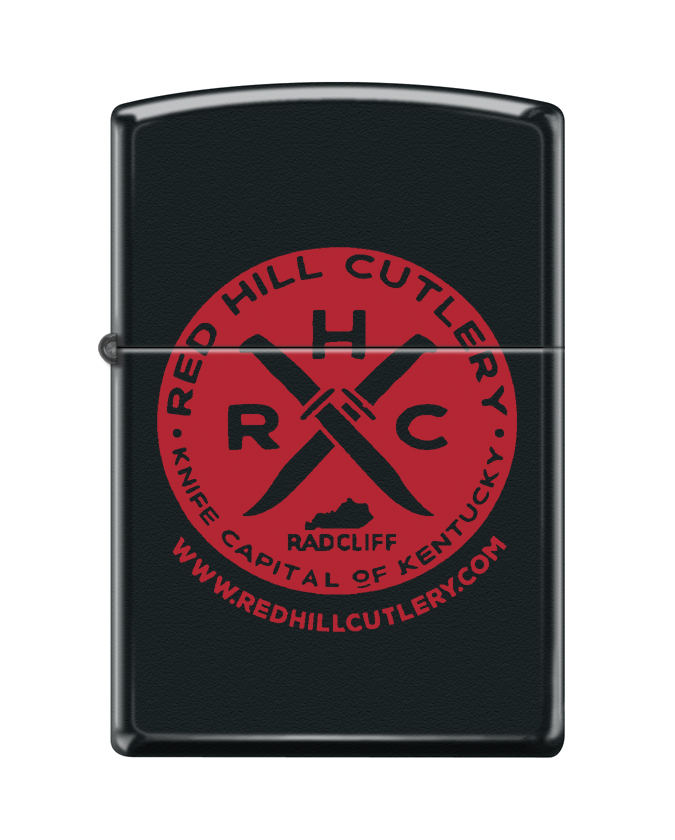 Red Hill Cutlery Logo Black Zippo Lighter