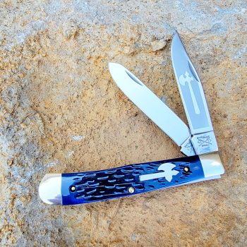 Cooper Cutlery Battle Axe Brand Blue Jigged Bone Trapper