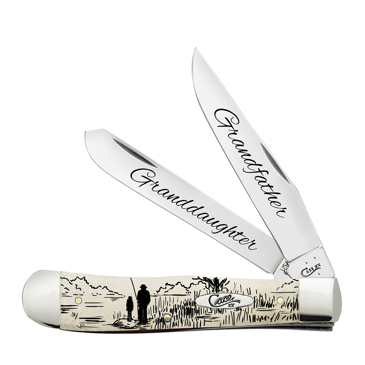 AWTC54GD Grandfather Granddaughter Smooth Natural Bone Trapper