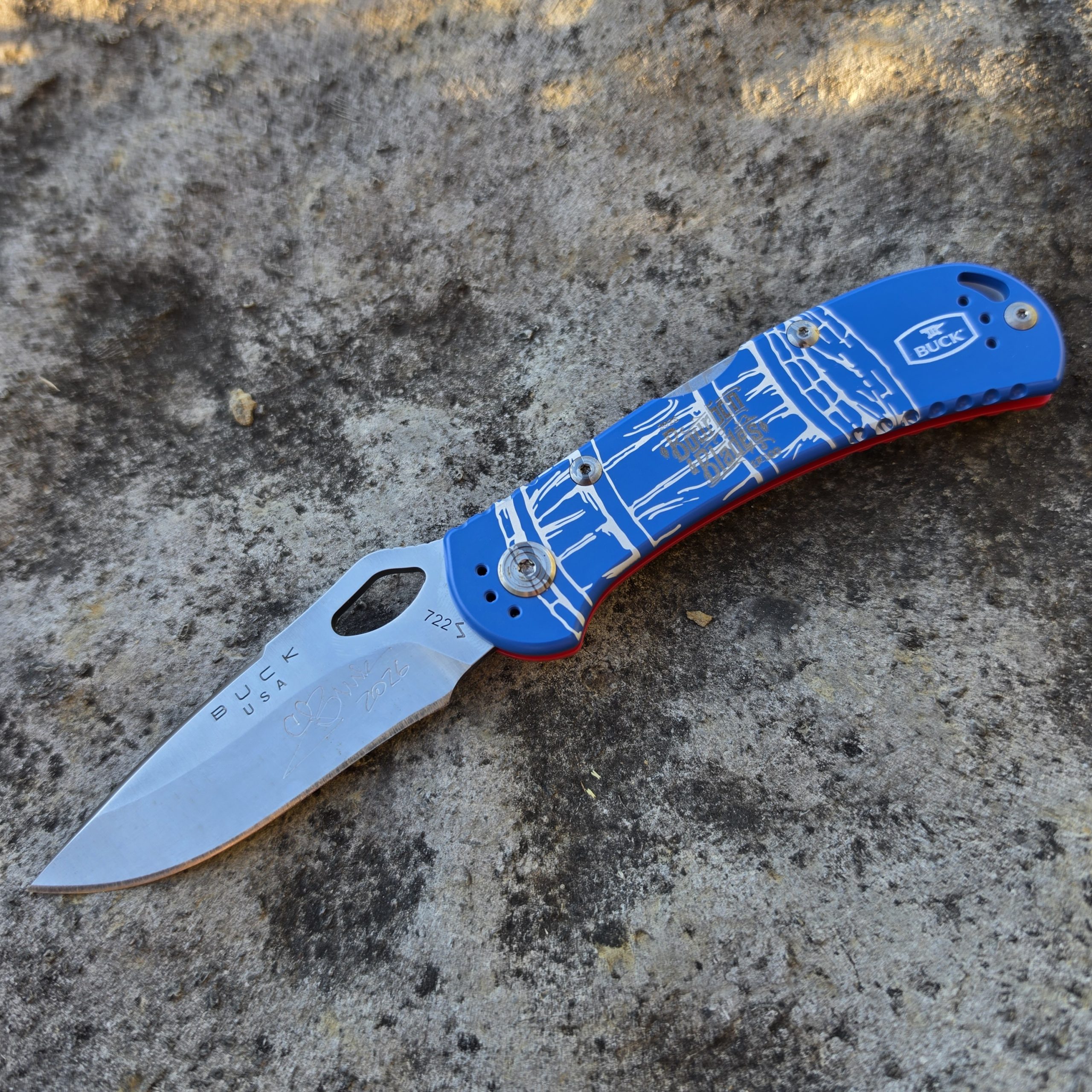 Buck Bourbon & Blades Blue Aluminum Spitfire 1 of 100 **Signed By CJ Buck** - Image 2