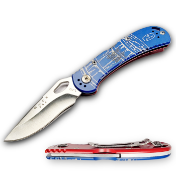 Buck Bourbon & Blades Blue Aluminum Spitfire 1 of 100