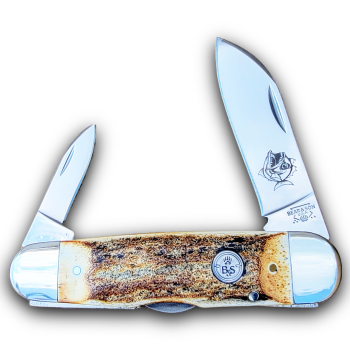Bear Genuine Stag 4″ Locking 2-Blade Piranha