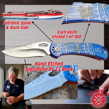 Buck Bourbon & Blades Blue Aluminum Spitfire 1 of 100 **Signed By CJ Buck**