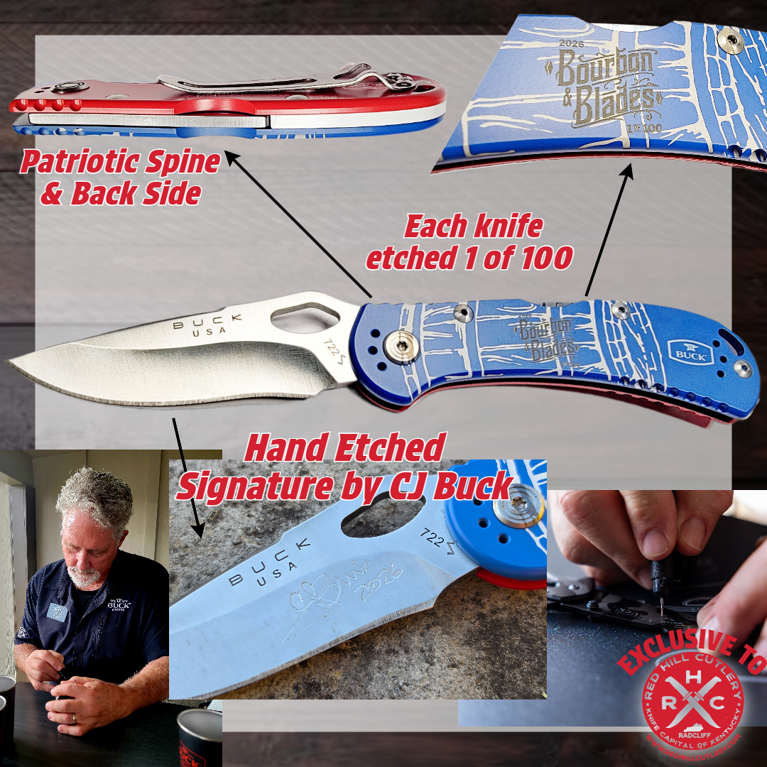 Buck Bourbon & Blades Blue Aluminum Spitfire 1 of 100 **Signed By CJ Buck**
