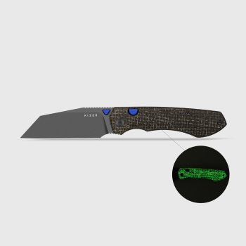 Kizer Brown Micarta Wharning Button Lock