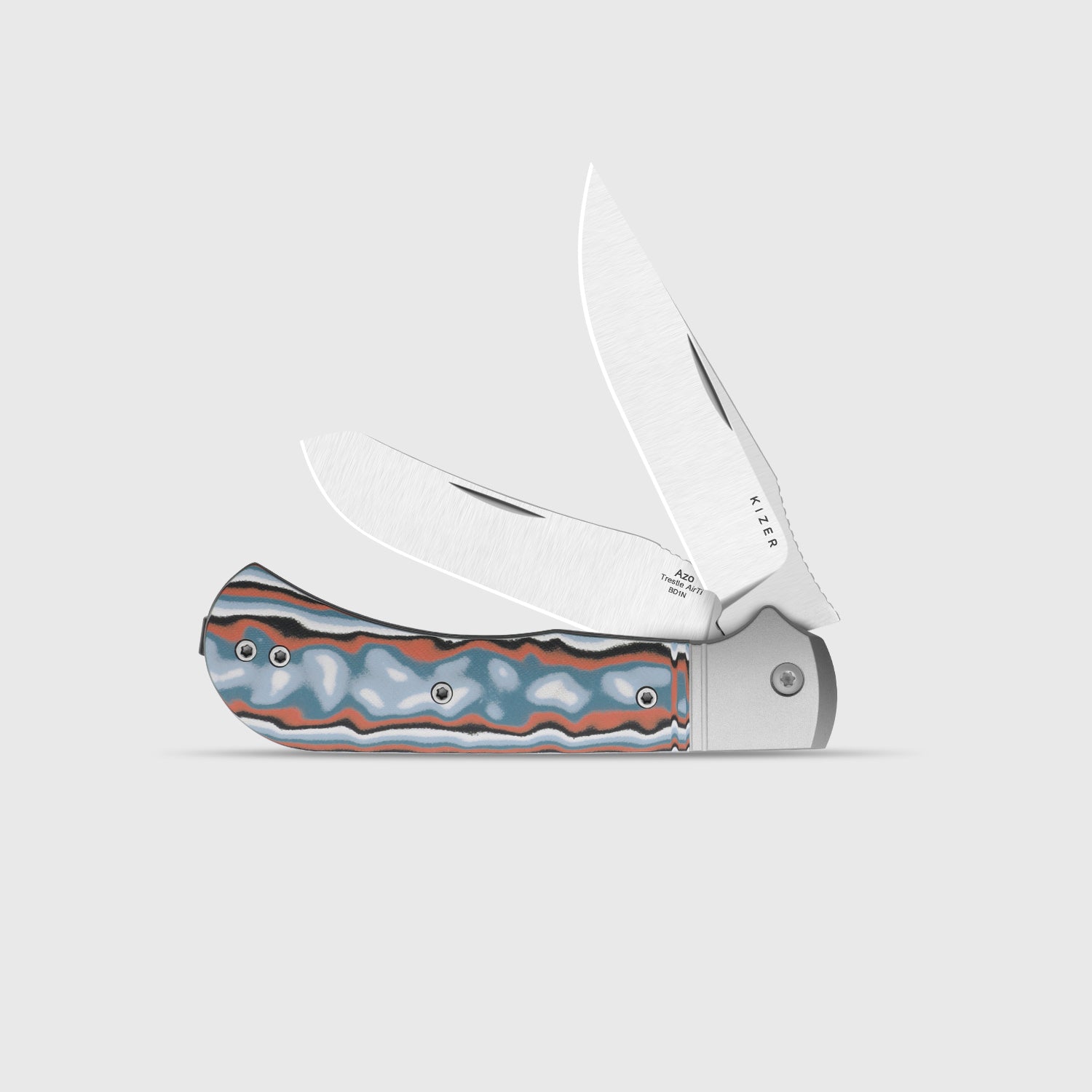 Kizer Blue and Orange Vortex Micarta Trestle TP AirTi