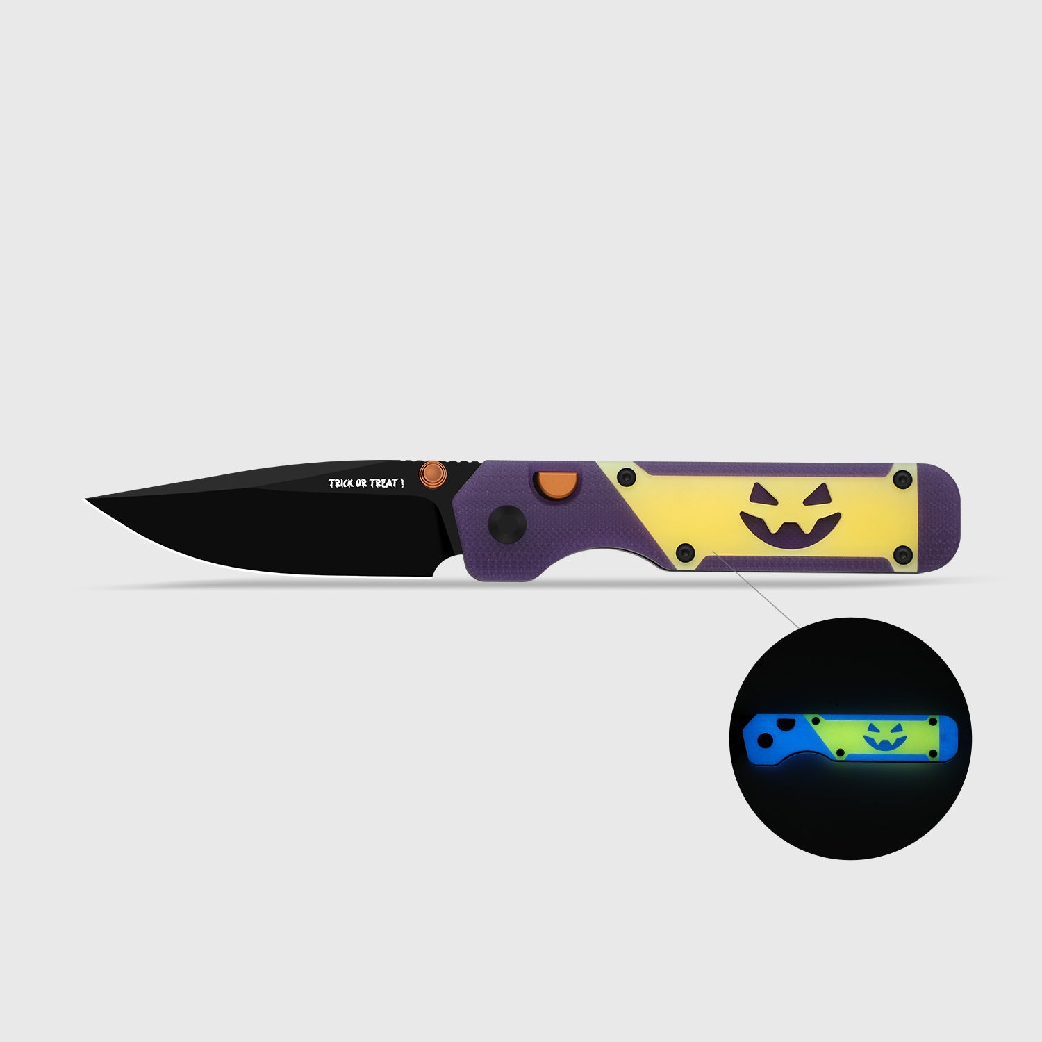Kizer Halloween Purple and Yellow G10 Militaw 3.1 Button Lock
