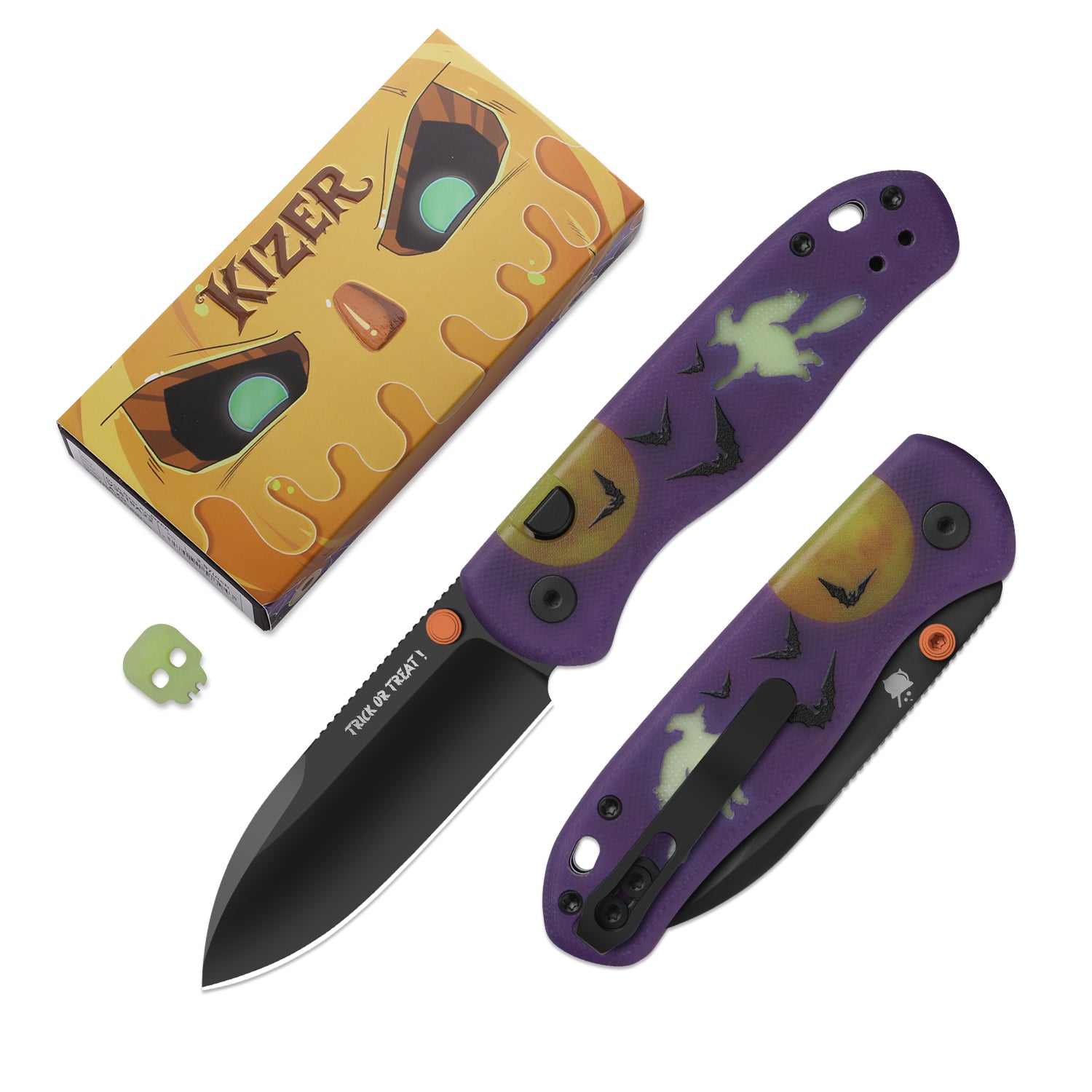 Kizer Halloween Purple G10 Drop Bear Button Lock - Image 9