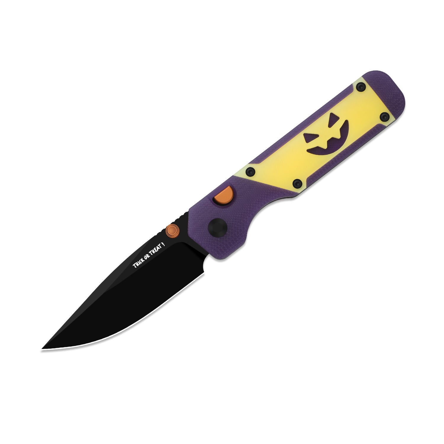Kizer Halloween Purple and Yellow G10 Militaw 3.1 Button Lock - Image 2