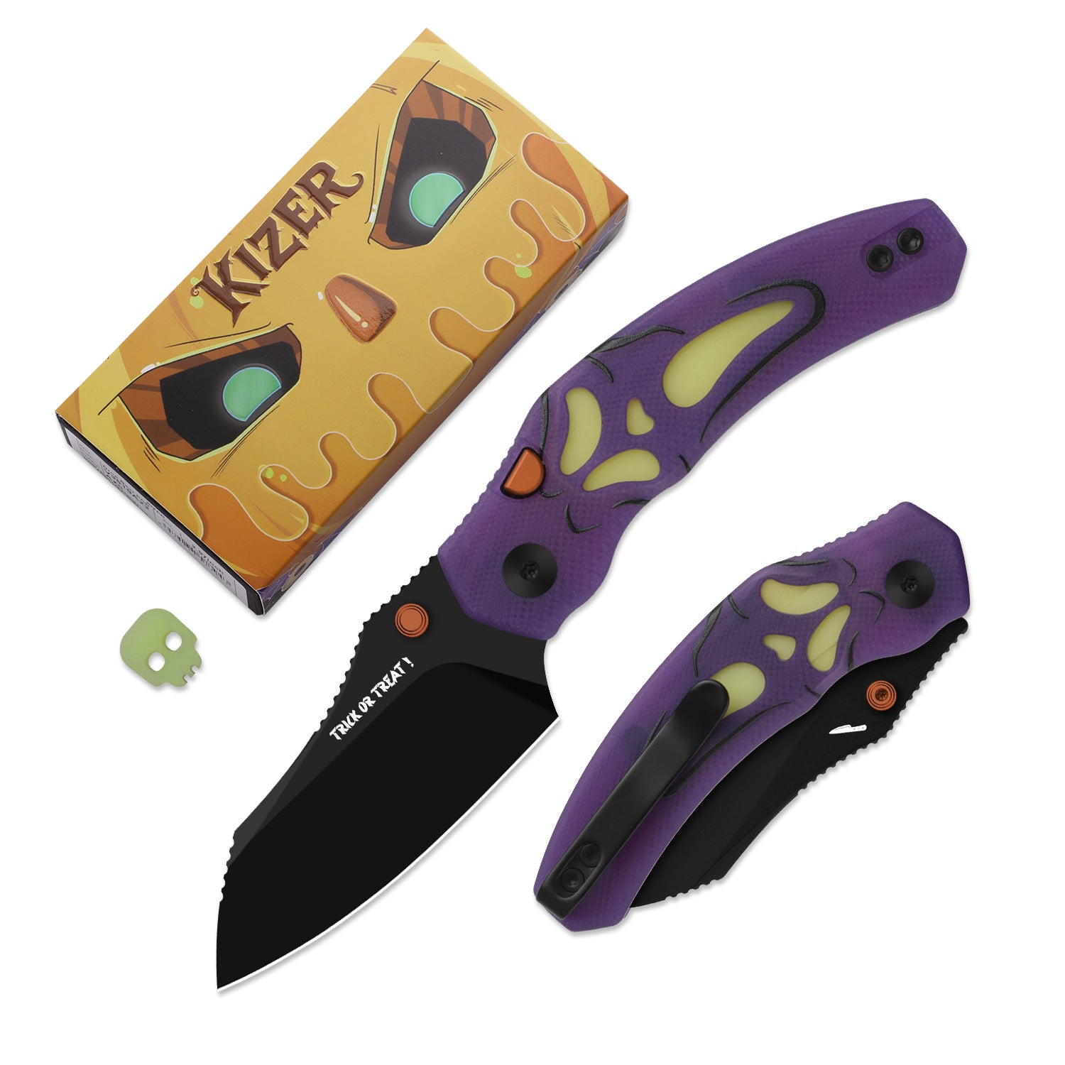 Kizer Halloween Purple G10 Mini Bulldog Button Lock - Image 8