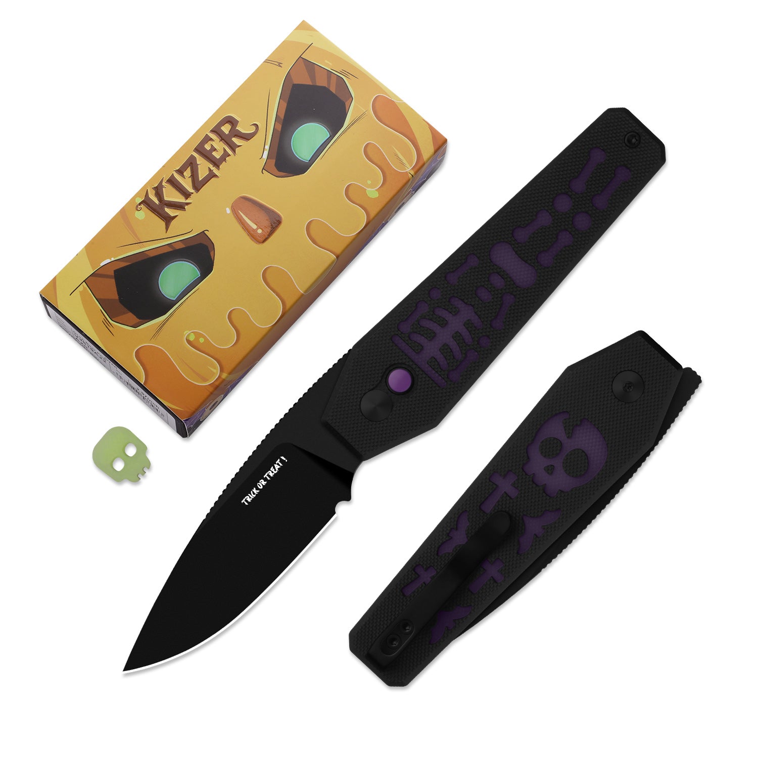 Kizer Halloween Black G10 Tomb Button Lock - Image 2