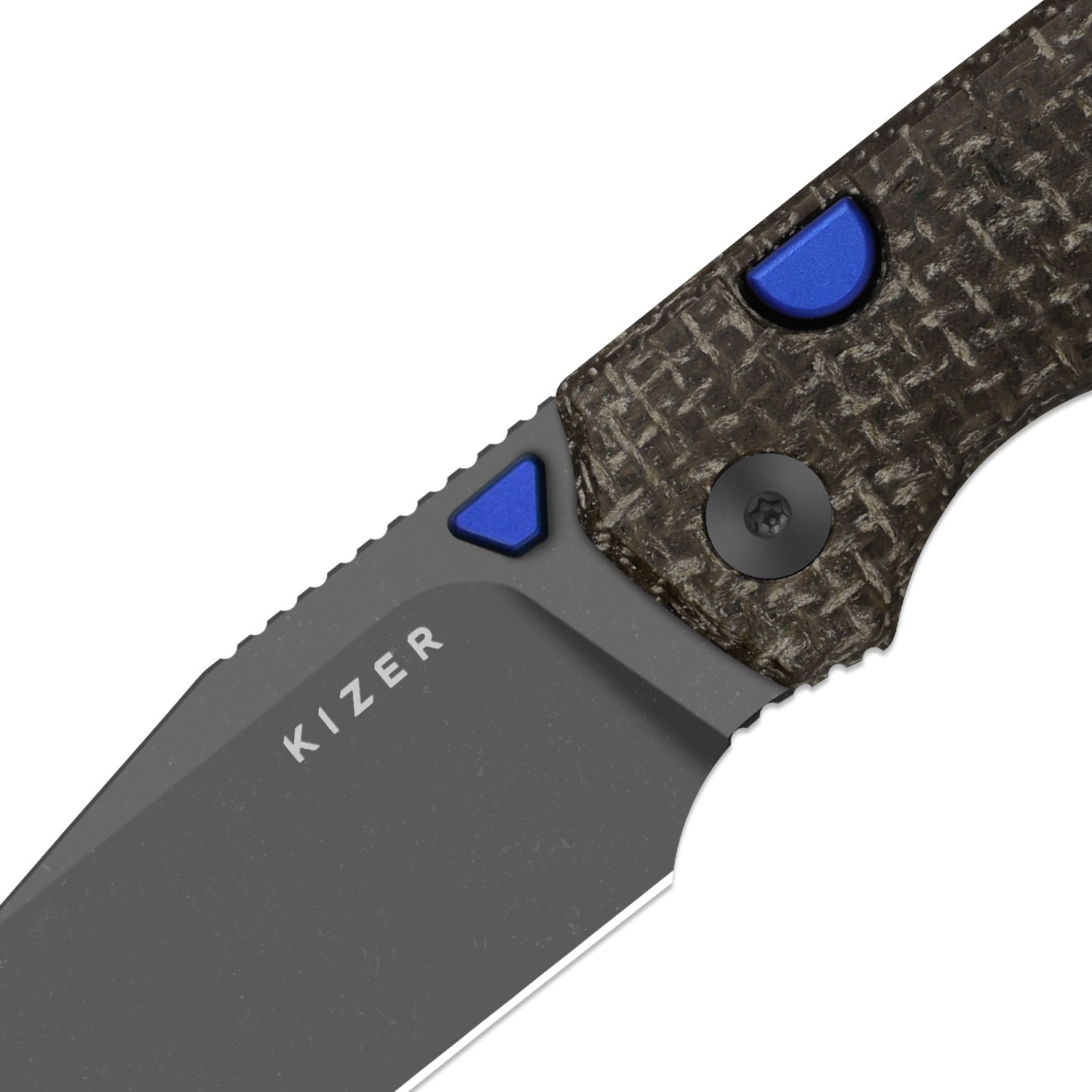 Kizer Brown Micarta Wharning Button Lock - Image 7