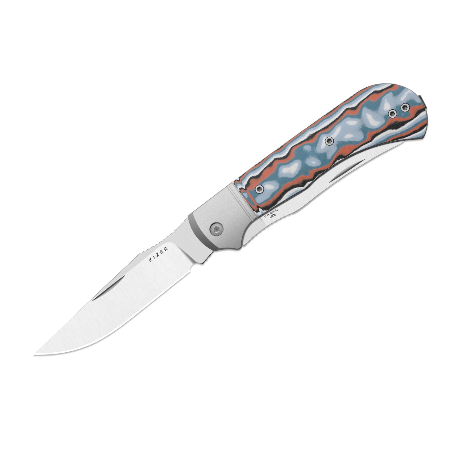 Kizer Blue and Orange Vortex Micarta Trestle TP AirTi - Image 4