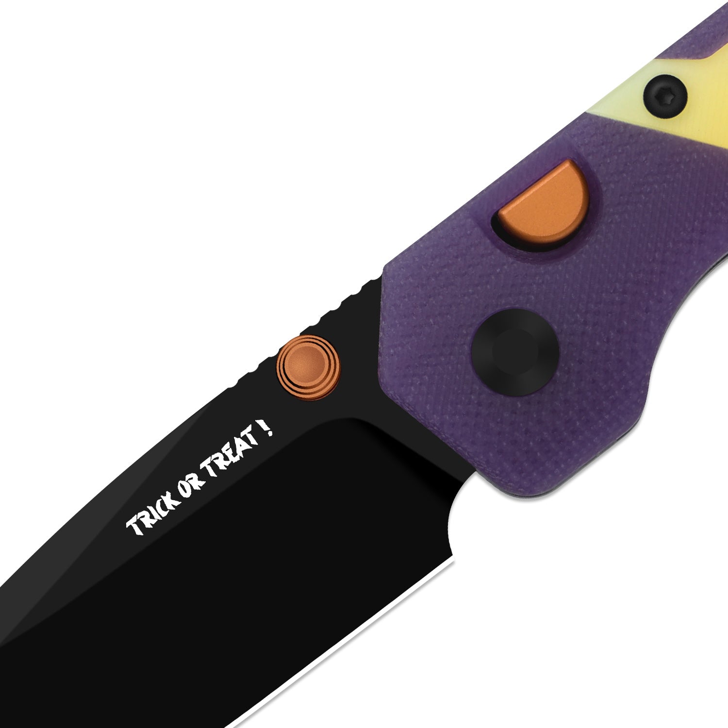 Kizer Halloween Purple and Yellow G10 Militaw 3.1 Button Lock - Image 9