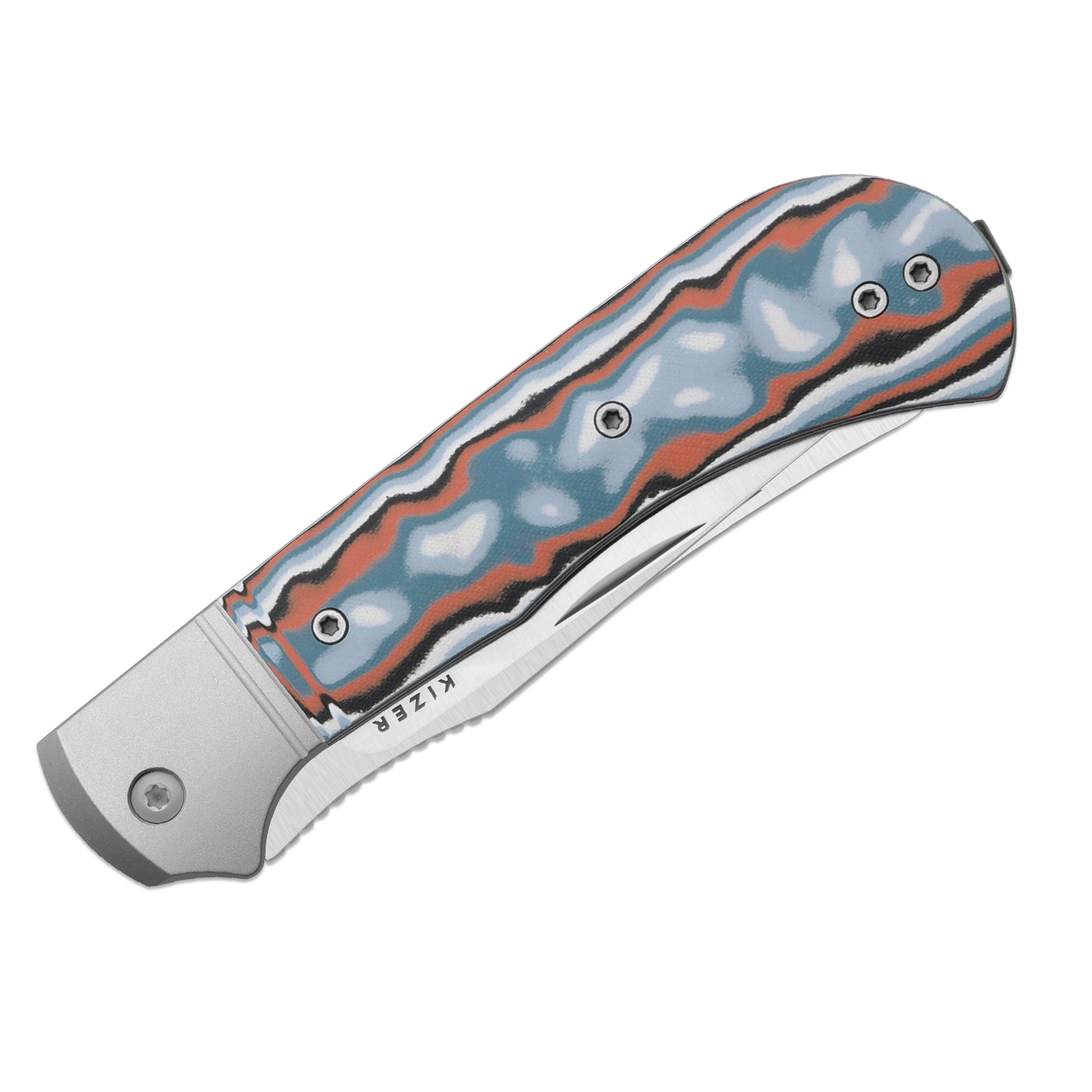 Kizer Blue and Orange Vortex Micarta Trestle TP AirTi - Image 6