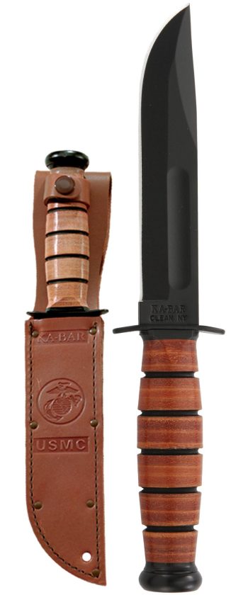KA-BAR Leather Handled USMC Short Utility